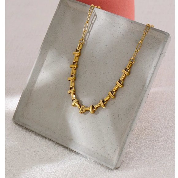 New 18K Gold Plated Link Chain Necklace 9c - Picture 6 of 8